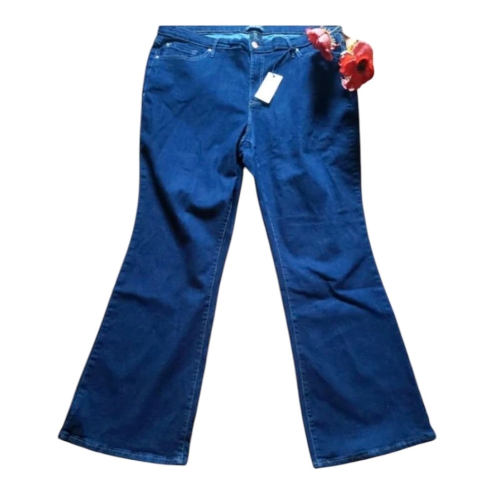 Nanette Lepore Heavenly Belle Dark Blue High Rise Bootcut Jeans 20 Braided Waist